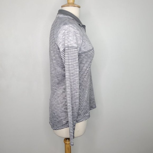 Avia Gray Heathered Striped Popover Activewear Soft Inside Micro Fleece Top M - Picture 6 of 13